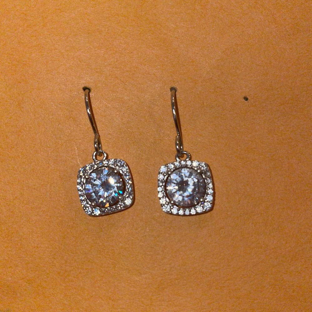 Sterling silver faux diamond earrings FLAW